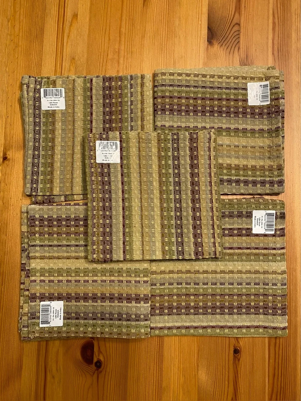 New Park Designs 5 Set Dishcloths Lake House Color Way MCM Earth Tones